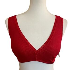 Tranquil & True Red Lace Trim Bra NWT